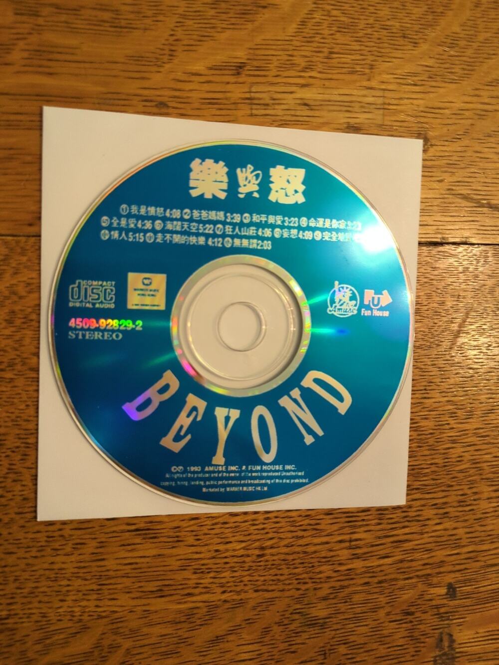 Beyond 樂與怒 1993 Cd Disc Only